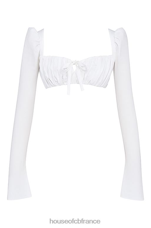House of CB haut blanc à manches bouffantes Shira N888H669 vêtements