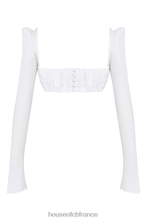 House of CB haut blanc à manches bouffantes Shira N888H669 vêtements