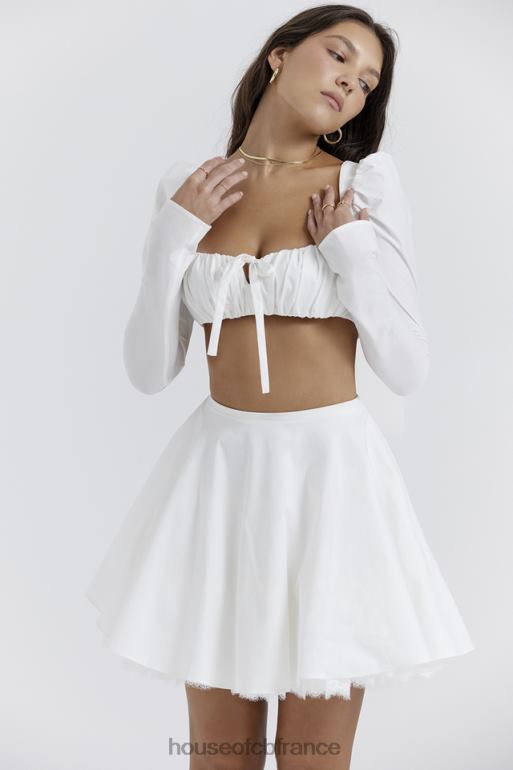 House of CB haut blanc à manches bouffantes Shira N888H669 vêtements