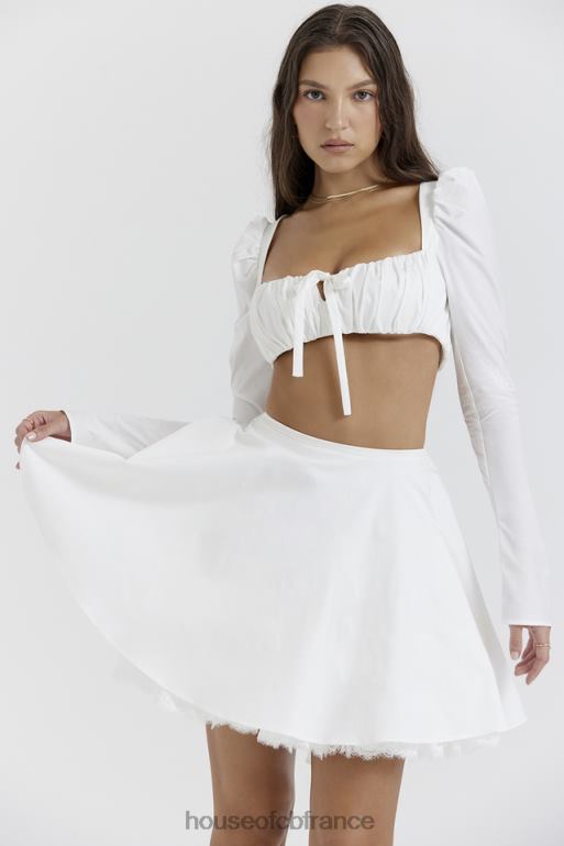 House of CB haut blanc à manches bouffantes Shira N888H669 vêtements