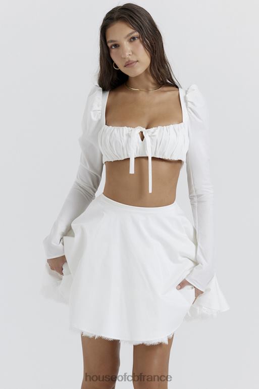 House of CB haut blanc à manches bouffantes Shira N888H669 vêtements