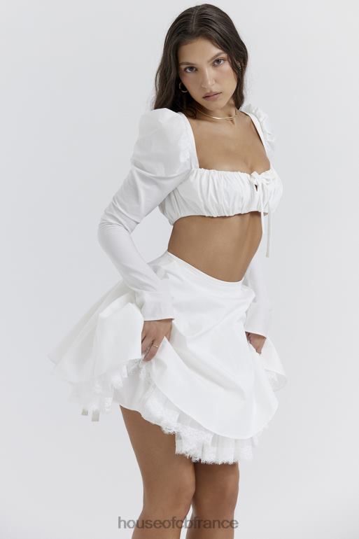 House of CB haut blanc à manches bouffantes Shira N888H669 vêtements