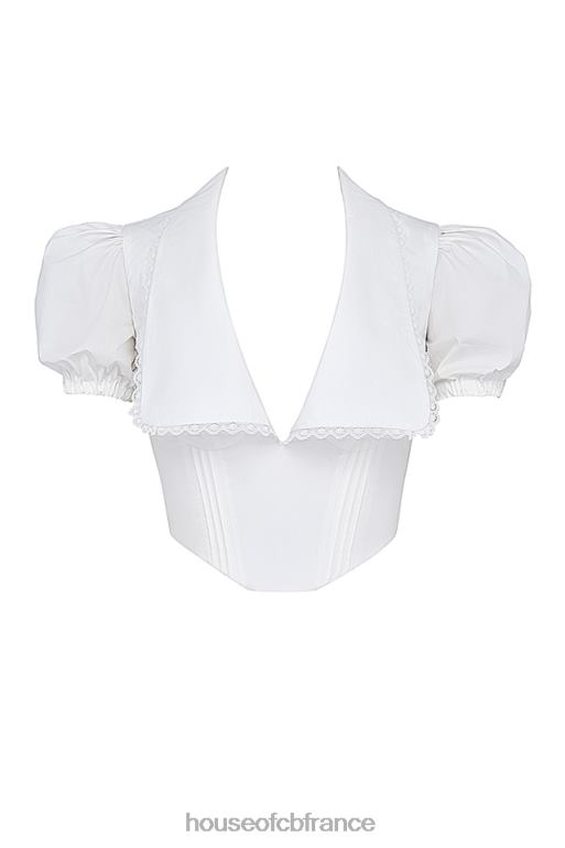 House of CB haut blanc à nervures augusta N888H667 vêtements