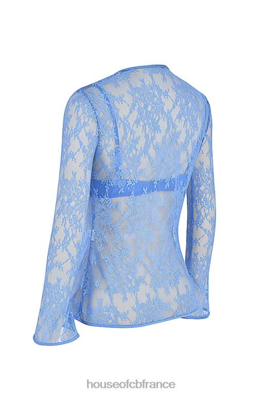 House of CB haut bleu phoebe en dentelle noué sur le devant N888H707 vêtements