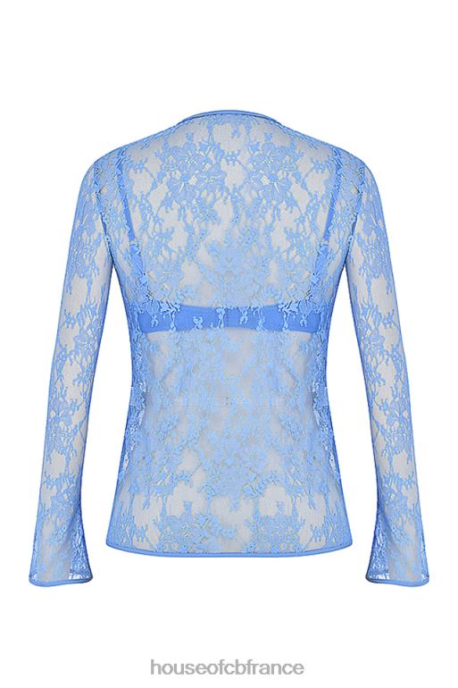 House of CB haut bleu phoebe en dentelle noué sur le devant N888H707 vêtements