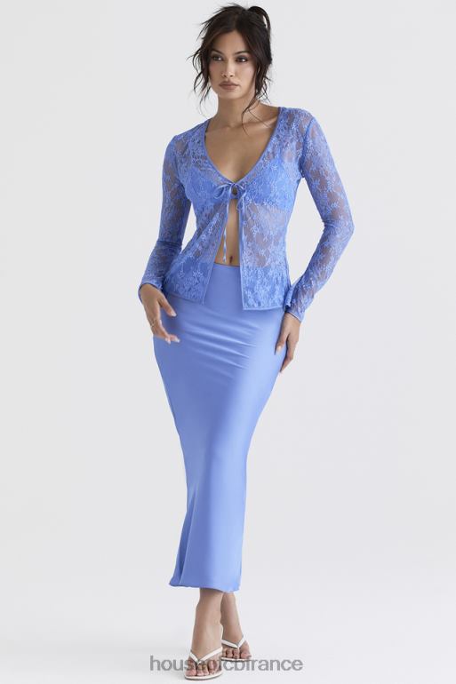 House of CB haut bleu phoebe en dentelle noué sur le devant N888H707 vêtements