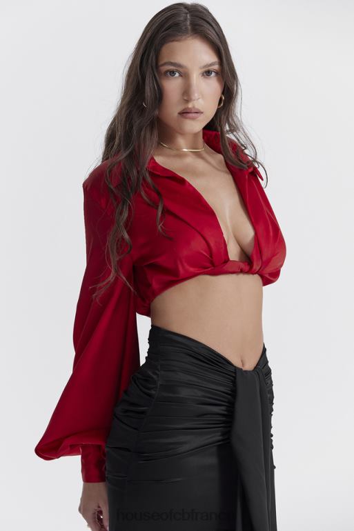 House of CB haut blouson en soie cerise laraine N888H673 vêtements