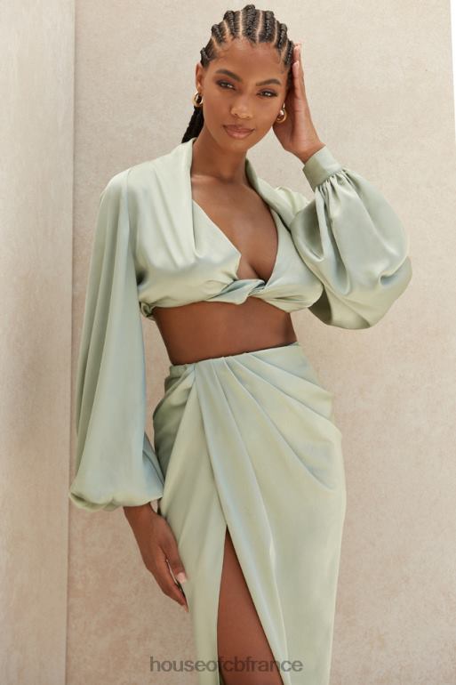House of CB haut blouson plongeant en satin soyeux Tosca sage N888H807 vêtements