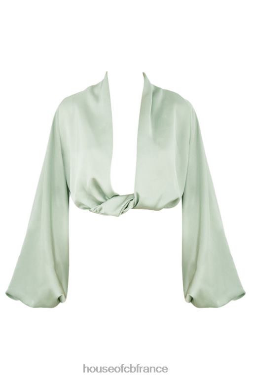 House of CB haut blouson plongeant en satin soyeux Tosca sage N888H807 vêtements