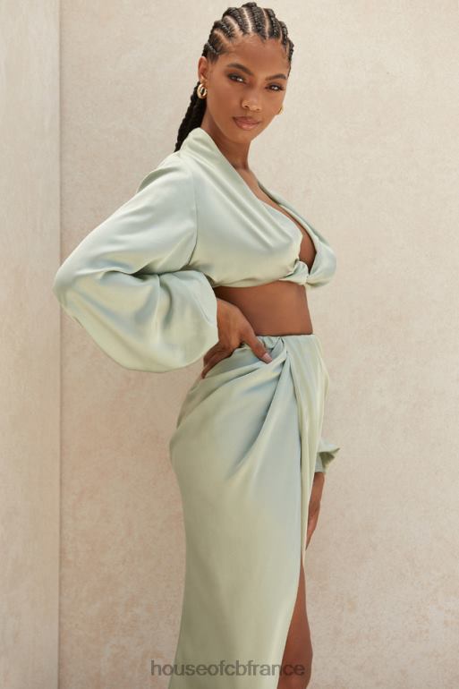 House of CB haut blouson plongeant en satin soyeux Tosca sage N888H807 vêtements