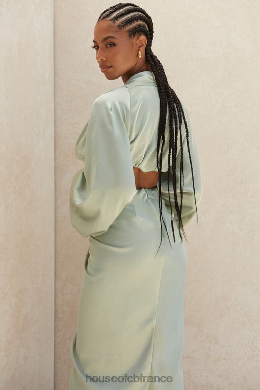 House of CB haut blouson plongeant en satin soyeux Tosca sage N888H807 vêtements