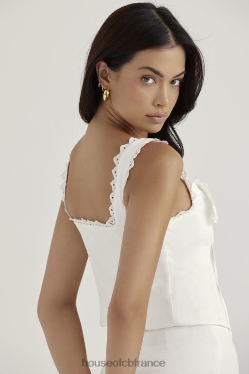 House of CB haut à bordure en dentelle blanc ambre N888H714 vêtements