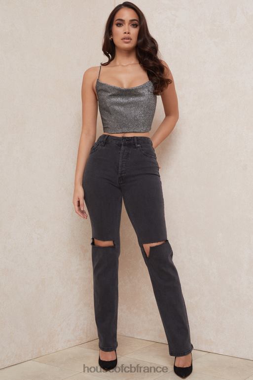 House of CB haut court argenté Lulia N888H774 vêtements