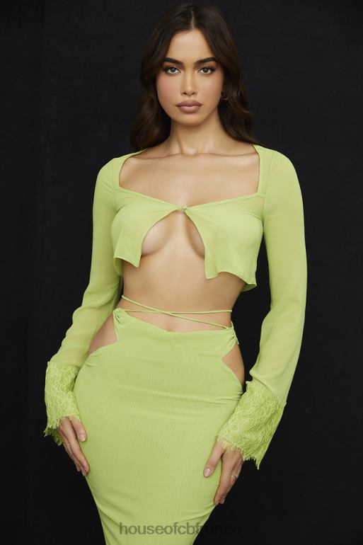 House of CB haut court en georgette vert lime tara N888H737 vêtements