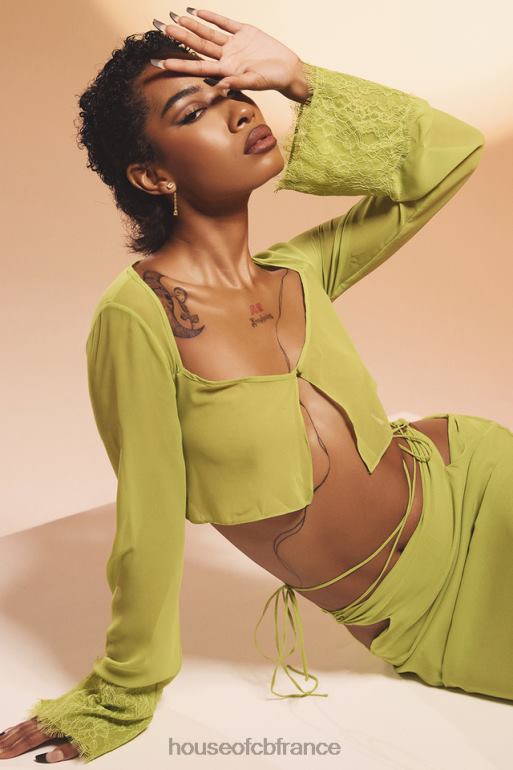 House of CB haut court en georgette vert lime tara N888H737 vêtements