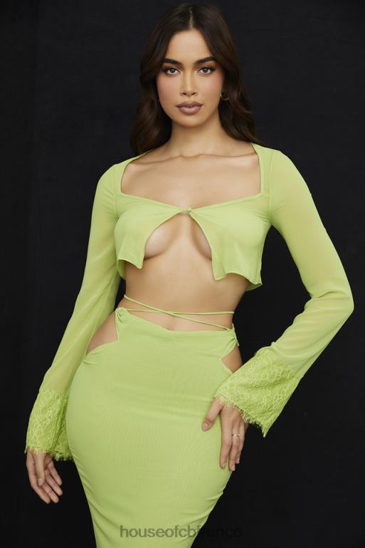 House of CB haut court en georgette vert lime tara N888H737 vêtements