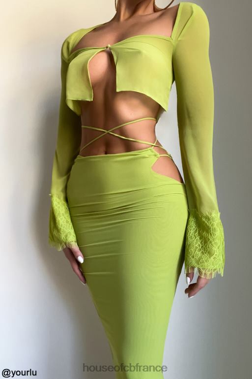 House of CB haut court en georgette vert lime tara N888H737 vêtements