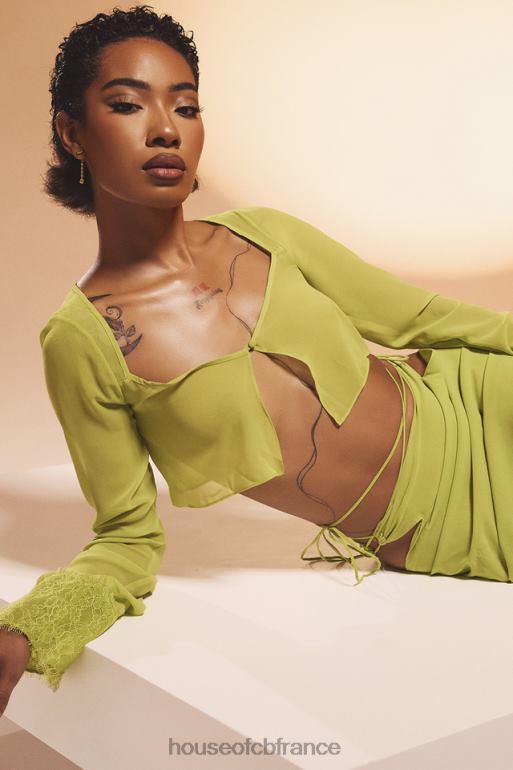 House of CB haut court en georgette vert lime tara N888H737 vêtements