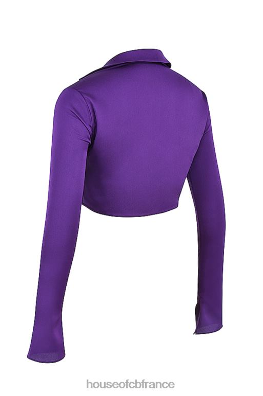 House of CB haut court en satin lavande raisin noué sur le devant N888H738 vêtements