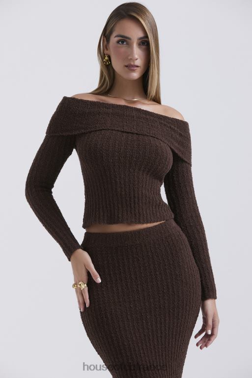House of CB haut en maille bouclée douce chocolat safran N888H656 vêtements