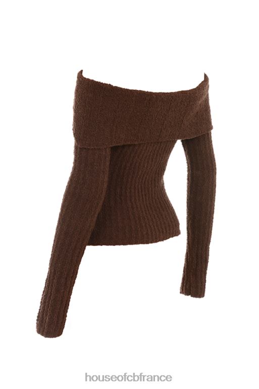 House of CB haut en maille bouclée douce chocolat safran N888H656 vêtements