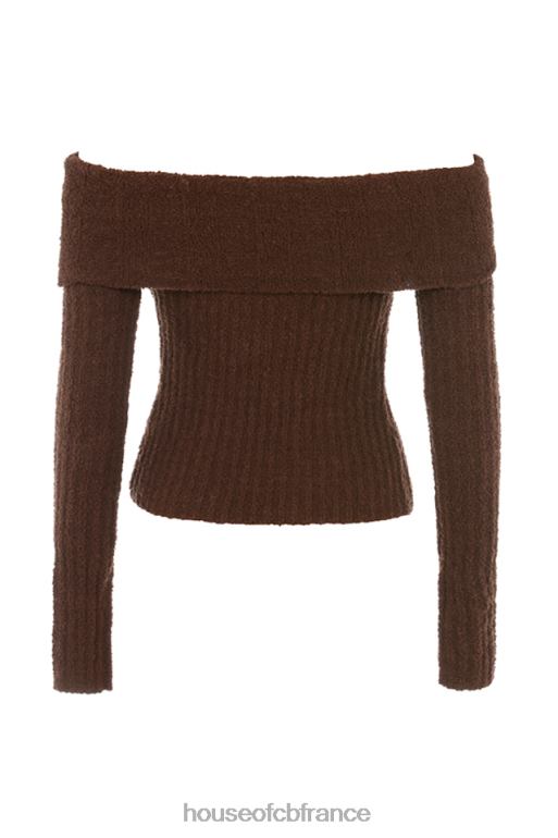 House of CB haut en maille bouclée douce chocolat safran N888H656 vêtements