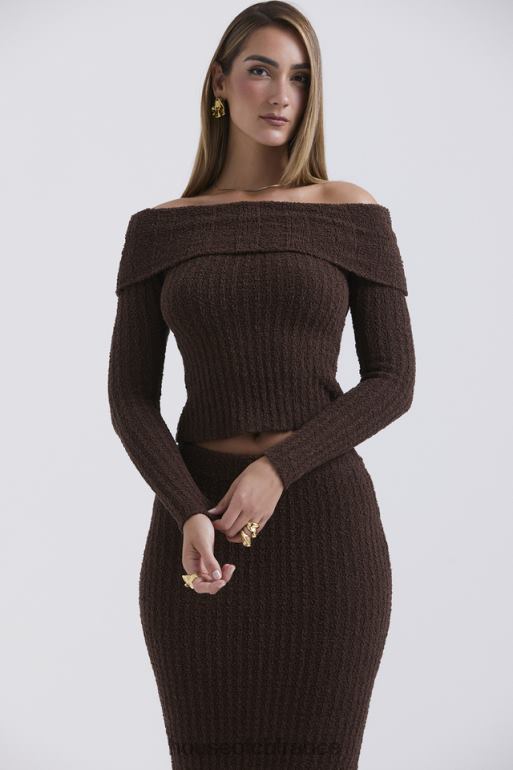 House of CB haut en maille bouclée douce chocolat safran N888H656 vêtements