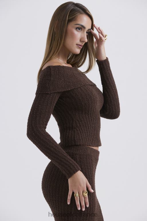 House of CB haut en maille bouclée douce chocolat safran N888H656 vêtements