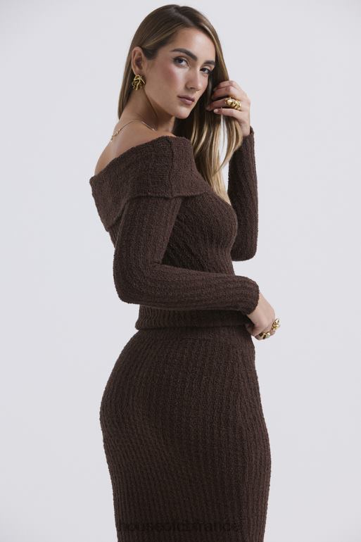 House of CB haut en maille bouclée douce chocolat safran N888H656 vêtements