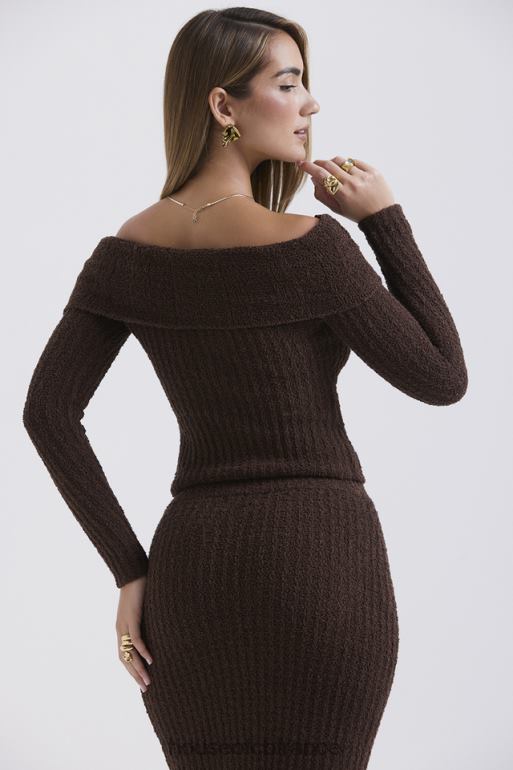 House of CB haut en maille bouclée douce chocolat safran N888H656 vêtements