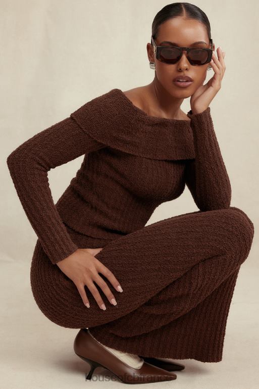 House of CB haut en maille bouclée douce chocolat safran N888H656 vêtements