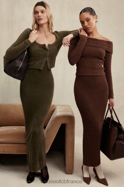 House of CB haut en maille bouclée douce chocolat safran N888H656 vêtements