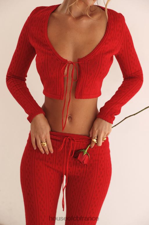 House of CB haut en maille côtelée cerise perla N888H675 vêtements