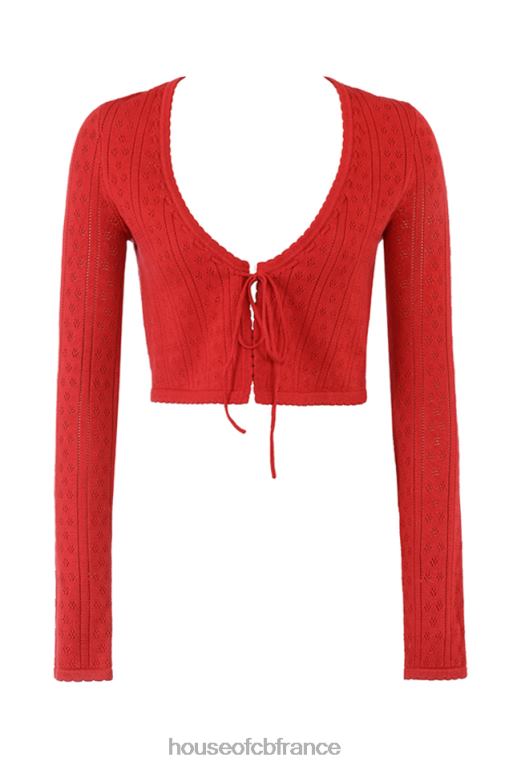 House of CB haut en maille côtelée cerise perla N888H675 vêtements