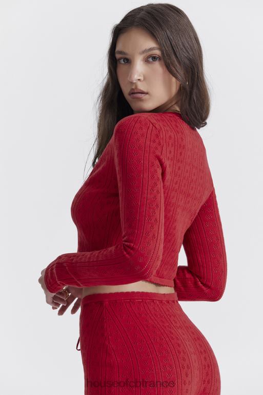 House of CB haut en maille côtelée cerise perla N888H675 vêtements