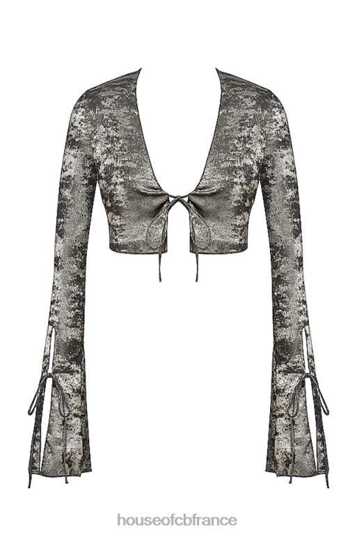 House of CB haut en satin de velours chatoyant giulia étain N888H705 vêtements