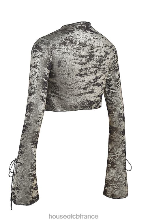 House of CB haut en satin de velours chatoyant giulia étain N888H705 vêtements