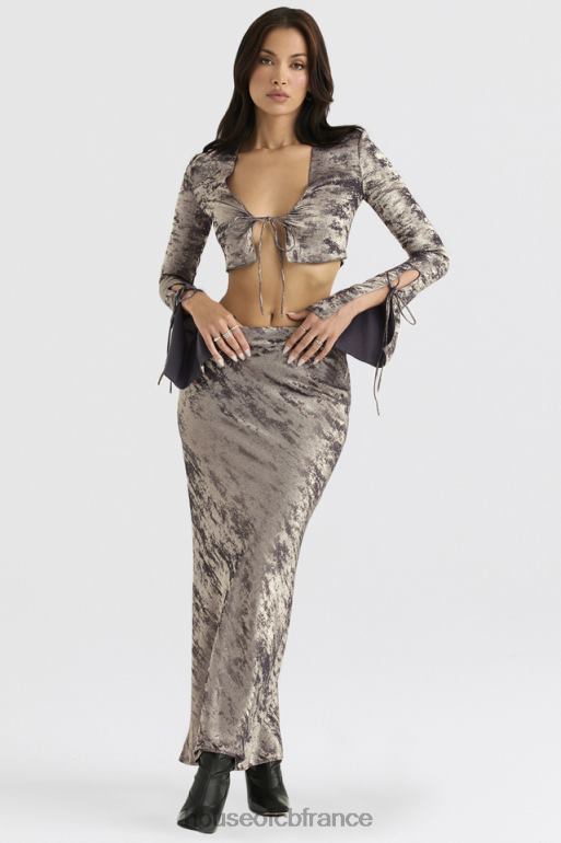 House of CB haut en satin de velours chatoyant giulia étain N888H705 vêtements