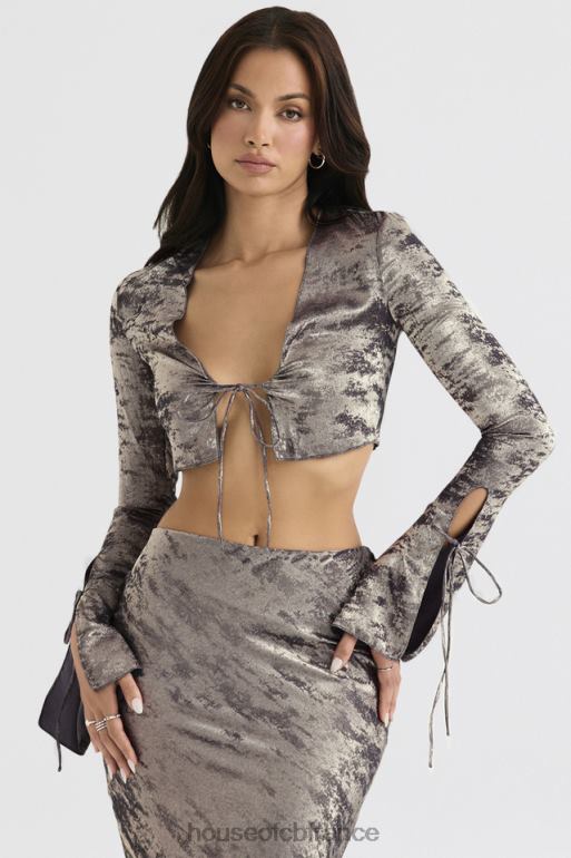 House of CB haut en satin de velours chatoyant giulia étain N888H705 vêtements