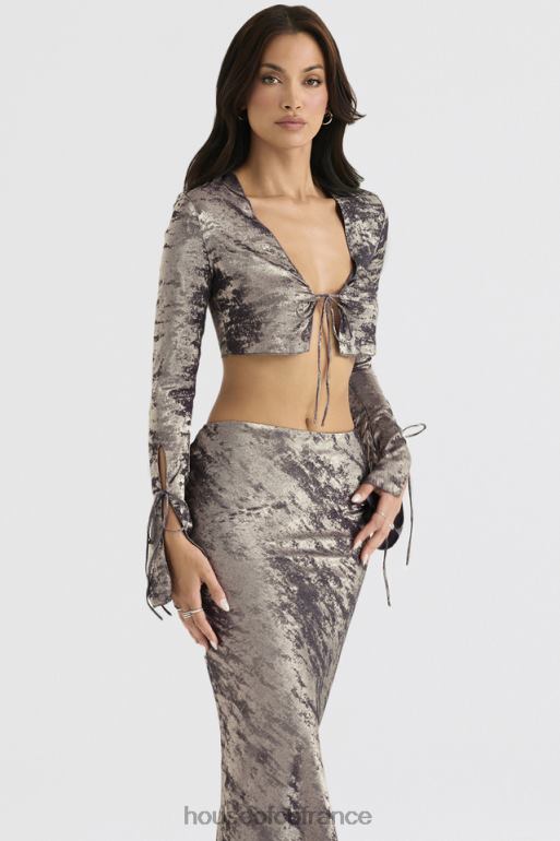 House of CB haut en satin de velours chatoyant giulia étain N888H705 vêtements