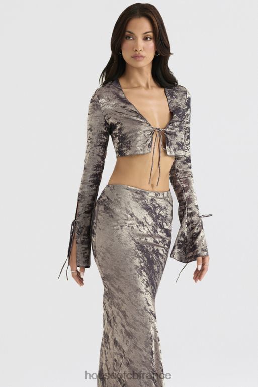 House of CB haut en satin de velours chatoyant giulia étain N888H705 vêtements