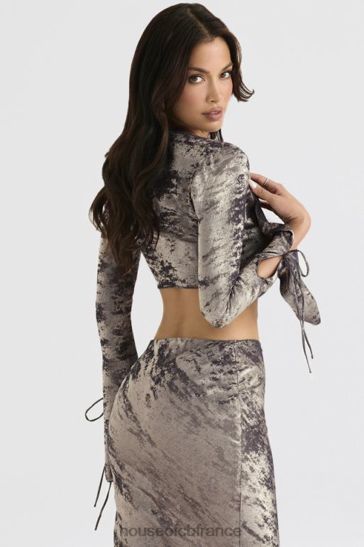House of CB haut en satin de velours chatoyant giulia étain N888H705 vêtements