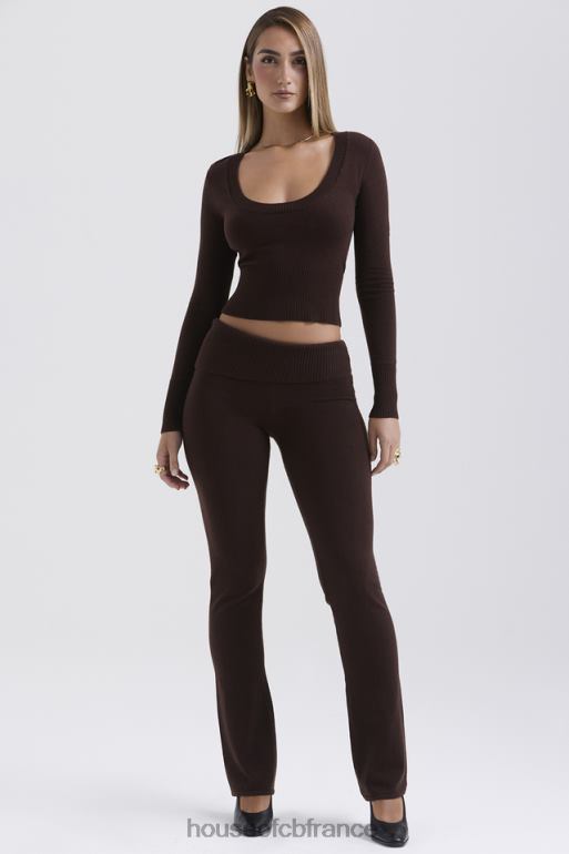 House of CB haut à encolure dégagée en mélange de cachemire chocolat raquel N888H653 vêtements