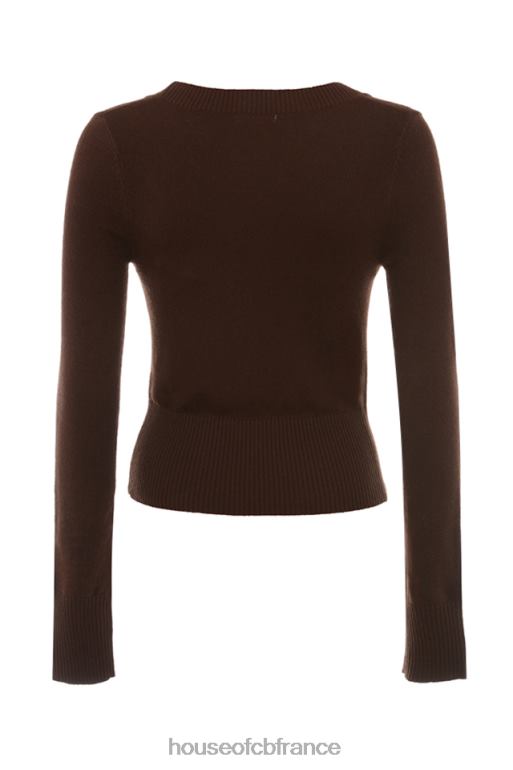 House of CB haut à encolure dégagée en mélange de cachemire chocolat raquel N888H653 vêtements