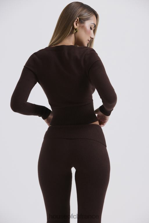 House of CB haut à encolure dégagée en mélange de cachemire chocolat raquel N888H653 vêtements