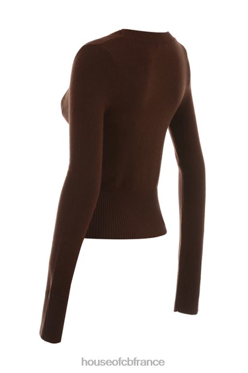 House of CB haut à encolure dégagée en mélange de cachemire chocolat raquel N888H653 vêtements
