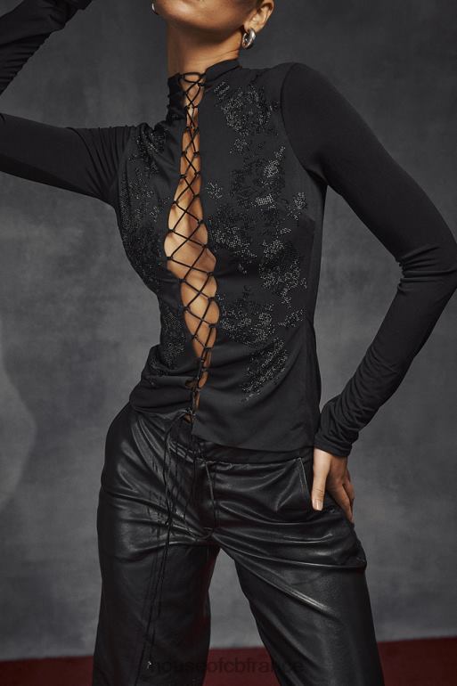 House of CB haut à lacets lori noir cristallisé N888H701 vêtements