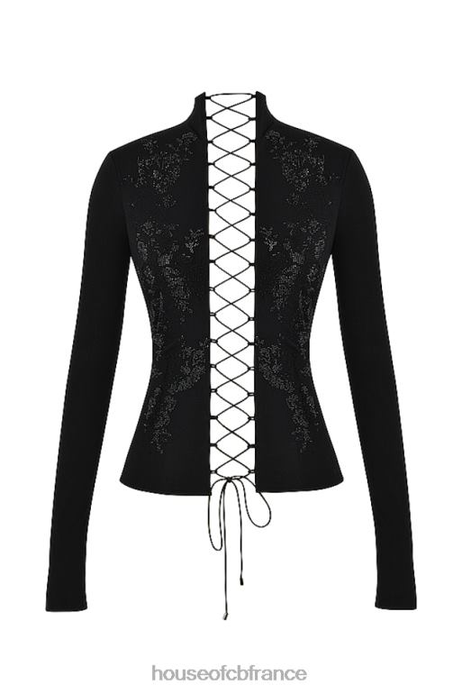 House of CB haut à lacets lori noir cristallisé N888H701 vêtements