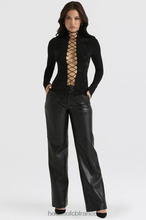 House of CB haut à lacets lori noir cristallisé N888H701 vêtements