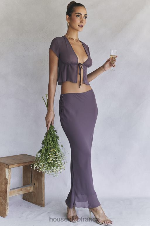 House of CB haut maia mauve foncé noué sur le devant N888H708 vêtements
